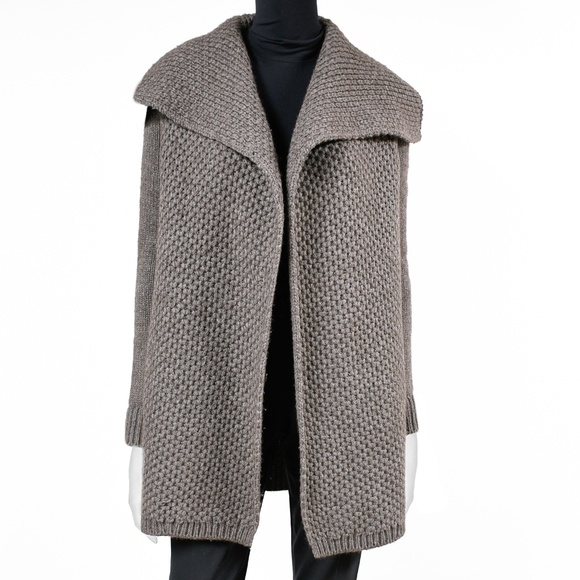 VINCE Honeycomb-Knit Open Cardigan/Coat Wool XS - Picture 3 of 9